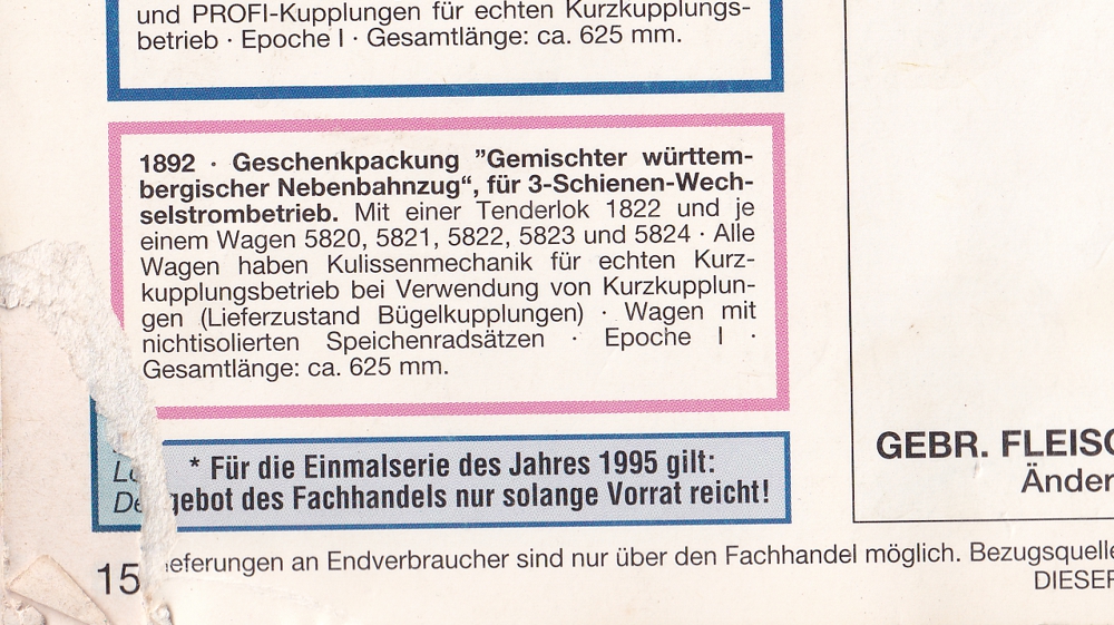 Fleischmann Gesamtkatalog 1995/96 Abb.3