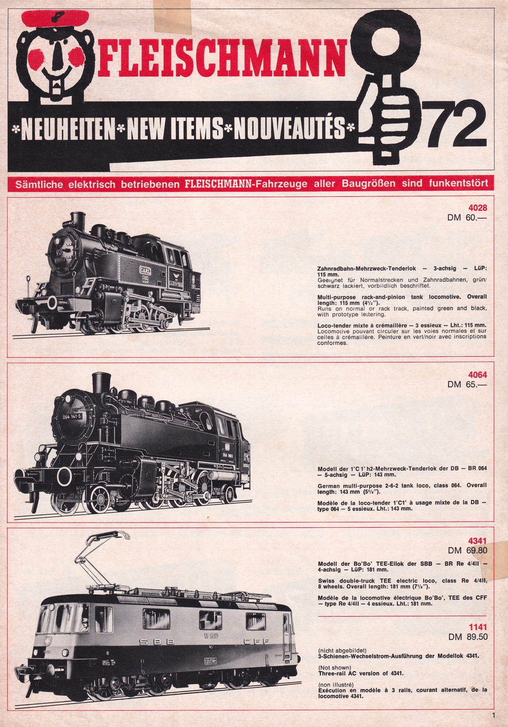 Fleischmann Neuheitenbroschüre 1972 Abb.1